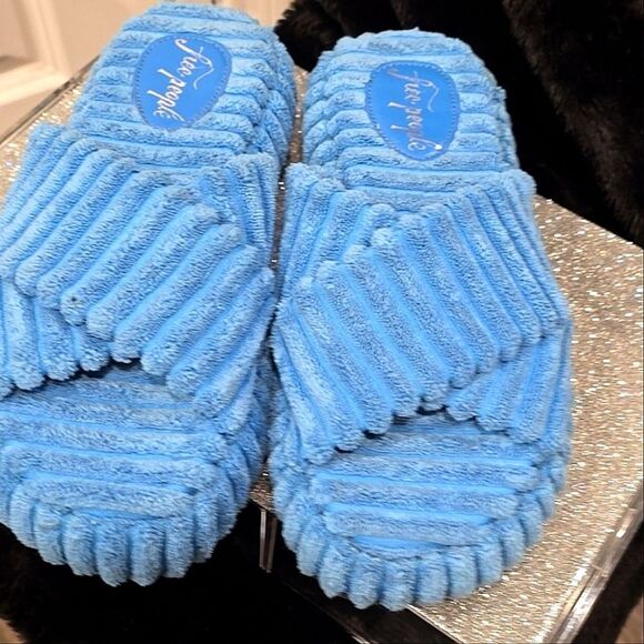 Free People Ibiza Terry Slide Sandal- Blue - Picture 10 of 10